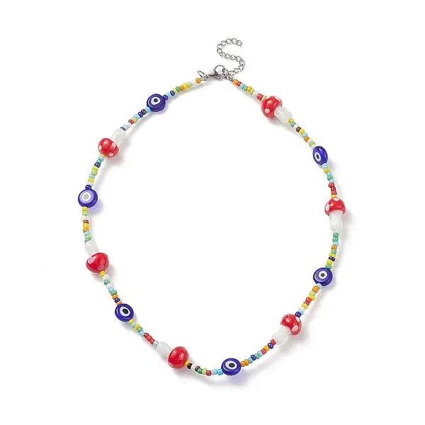 Mushroom Handmade Lampwork Beaded Necklaces for Women