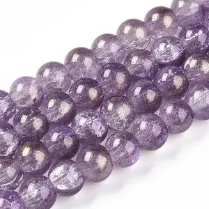 Transparent Crackle Glass Bead Strands