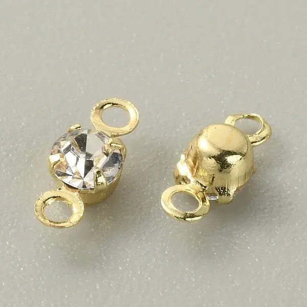Brass Clear Cubic Zirconia Connector Charms