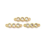 Brass Pave Clear Cubic Zirconia Triple Flat Round Connector Charms