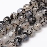 Dyed Natural Agate Faceted Round Beads Strands