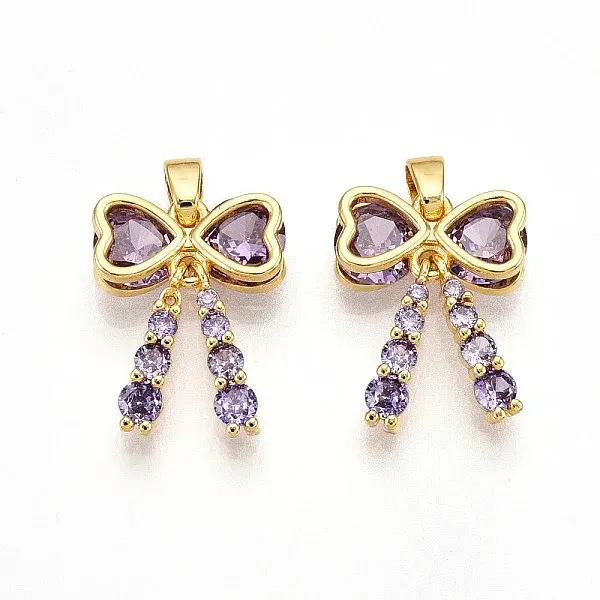 Brass Micro Pave Cubic Zirconia Pendants