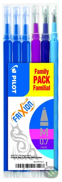 Náplň pre Roller FriXion Ball, 0.7, 6 ks, mix farieb - fialová, modrá, svetlo modrá a ružová