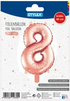 Číslo 8 nafukovací růžovozlaté / stříbrné 40cm