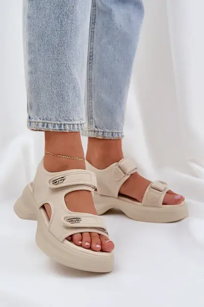 PS1 Textilní Lehká Sandály Na Platformě Světle Béžové Deniffia