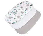 Medi Partners 3 – Pak – Fitted sheet for stroller – cotton – Mint Zoo – White – Gray