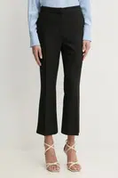Kalhoty BOSS dámské, černá barva, střih cigarette, high waist, 50537898