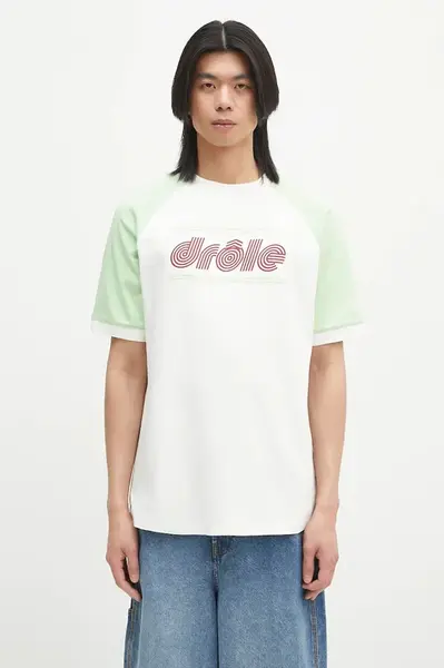 Bavlněné tričko Drôle de Monsieur Le T-Shirt Drule Tennis bílá barva, G-TS247-CO002-OW