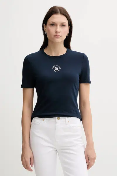 Tričko Tommy Hilfiger dámské, tmavomodrá barva, WW0WW45809