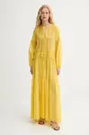 Šaty s příměsí hedvábí Ermanno Scervino LIFE žlutá barva, maxi, oversize, D464Q620RUQ
