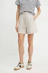 Bavlněné šortky MAX&Co. dámské, béžová barva, hladké, high waist, 2516781013200