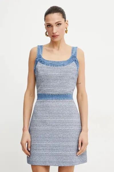 Šaty Guess ELSIE modrá barva, mini, W5GK77 WH610