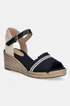 Sandály Tommy Hilfiger FRINGE CANVAS MEDIUM WEDGE