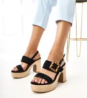 Gemre Black block heel sandals with a buckle Elevira