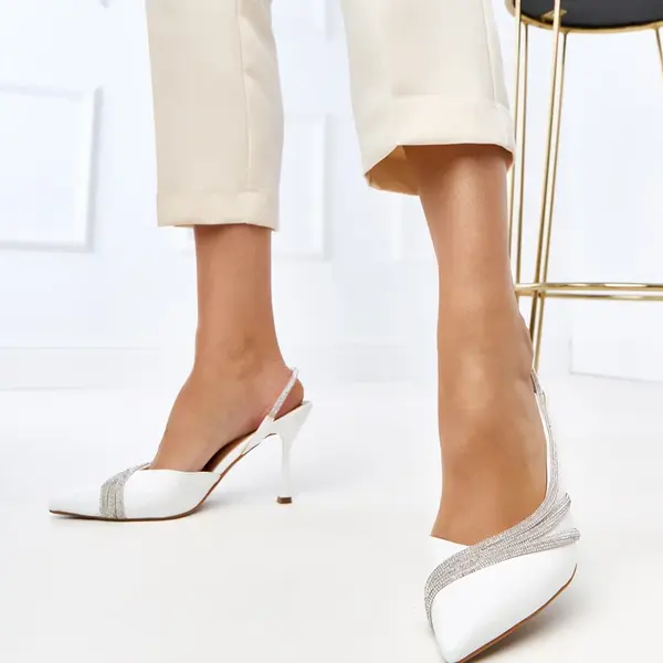 Gemre White open-heeled sandals with rhinestones Lura