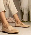 Gemre Beige Women's Classic Loafers Nageri