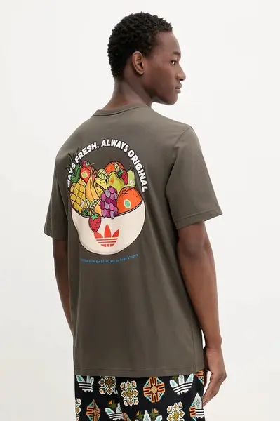 Bavlněné tričko adidas Originals Graphic Lo Ss T pánské, zelená barva, s potiskem, JW2977