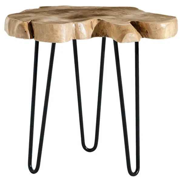 Livetastic ODKLÁDACÍ STOLEK, teakové dřevo, přírodní barvy, černá