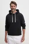 Mikina Tommy Hilfiger pánská, černá barva, s kapucí, hladká, MW0MW37230