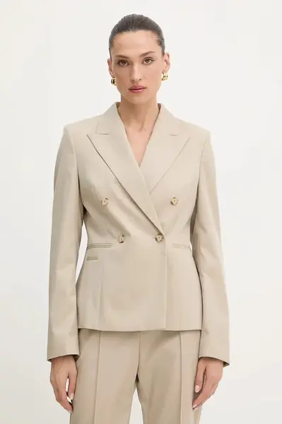 Vlněné sako BOSS Jiamia béžová barva, 50543280