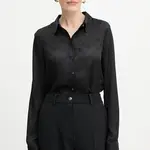 Košile Guess MARTHE dámská, černá barva, regular, s klasickým límcem, W5YH1A WHCR2
