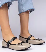 Gemre Dark beige women's ballet flats with a bow Mansy