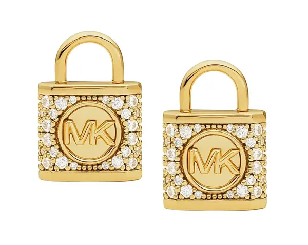 Michael Kors Stříbrné náušnice pecky se zirkony Visací zámek MKC1628AN710