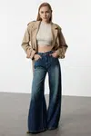 Trendyol Dark Blue High Waist Extra Wide Leg Palazzo Jeans