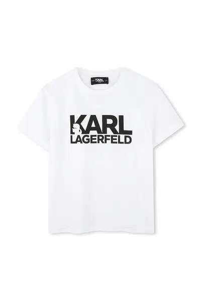 Dětské bavlněné tričko Karl Lagerfeld bílá barva, s potiskem, Z30435