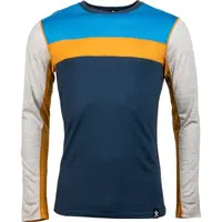 Bula RETRO WOOL CREW Pánske tričko s dlhým rukávom, modrá, veľkosť