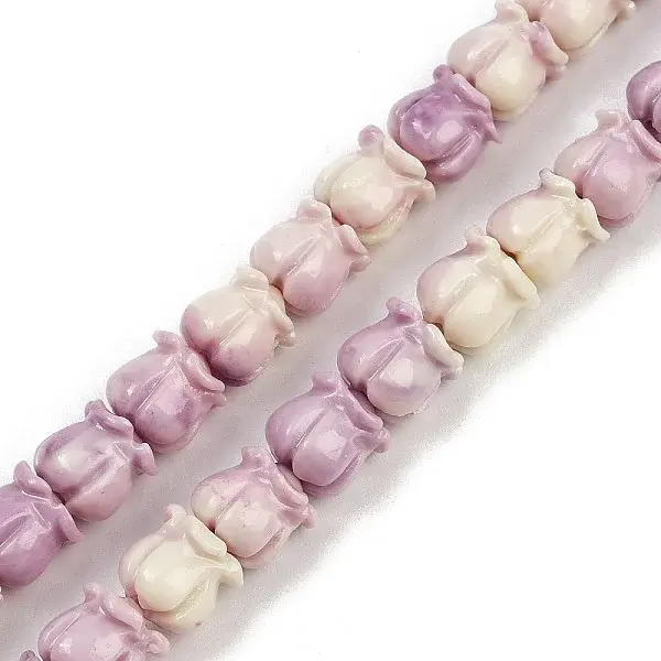 Synthetic Coral Dyed Carved Beads Strands