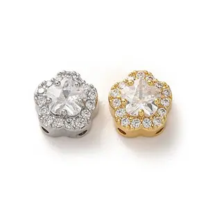 Brass Micro Pave Clear Cubic Zirconia Multi-Strand Links
