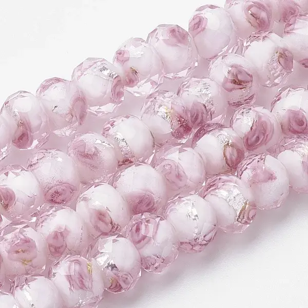 Handmade Silver Foil Glass Lampwork Beads Strands