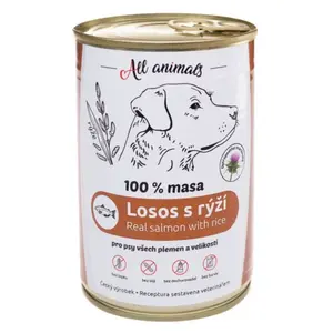 ALL ANIMALS konzerva losos mletý s rýží pro psy 400 g