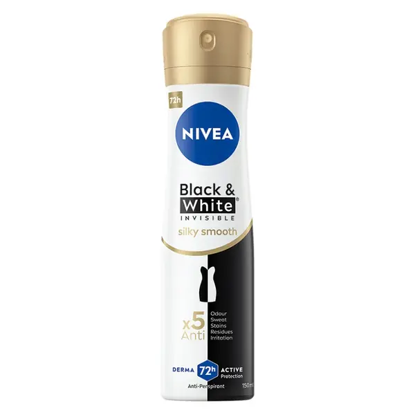 NIVEA Black & White Invisible Silky Smooth Sprej antiperspirant 150 ml
