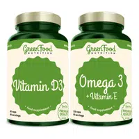 GREENFOOD NUTRITION Omega 3 + vitamin E 120 kapslí + vitamin D3 60 kapslí