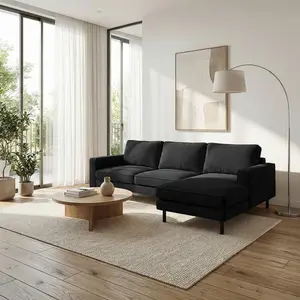 Livetastic ROHOVÁ SEDAČKA, textil, černá