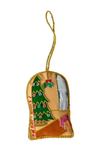 Rice  závěska vánoční z textilního materiálu 9 x 6 cm