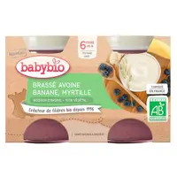 BABYBIO Brassé z ovesného mléka banán borůvka  2x130 g