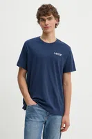 Bavlněné tričko Levi's modrá barva, s potiskem