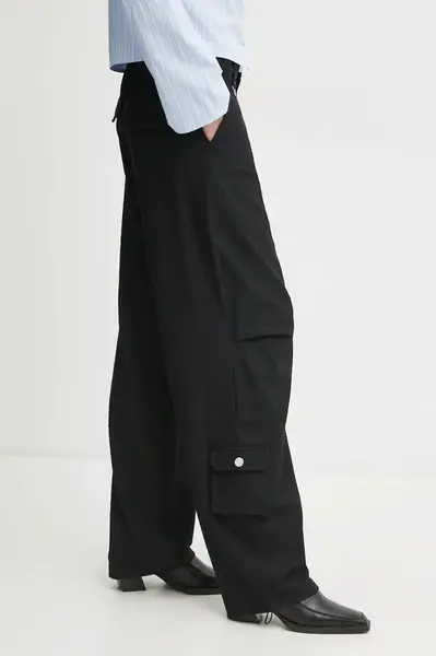 Kalhoty Won Hundred dámské, černá barva, jednoduché, high waist, 3358-14266