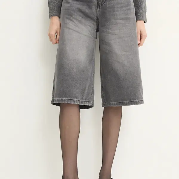 Džínové šortky Answear.LAB dámské, šedá barva, hladké, high waist
