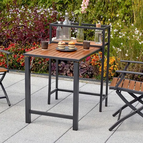 Gardenson STOLEK NA BALKÓN, dřevo, kov, 55/75/73 cm