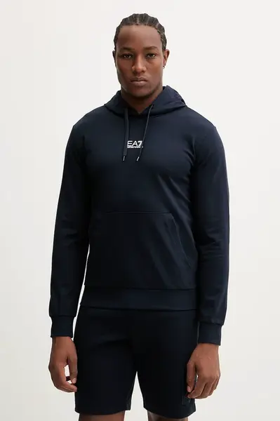 EA7 Emporio Armani mikina s kapucí pánská bavlněná s elastanem