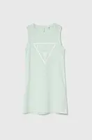 Dětské bavlněné šaty Guess tyrkysová barva, mini