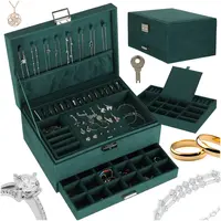 Šperkovnica organizér so zámkom zelená 40 priehradok