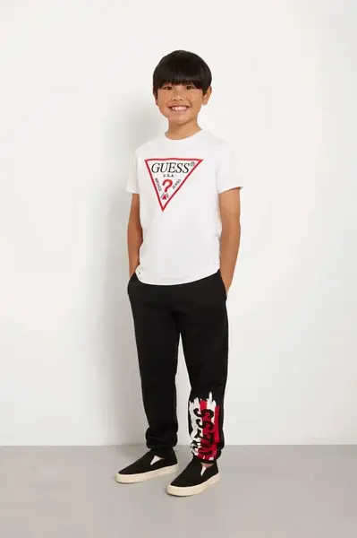 Dětské bavlněné tričko Guess bílá barva, s aplikací, L4YI54 K8HM4