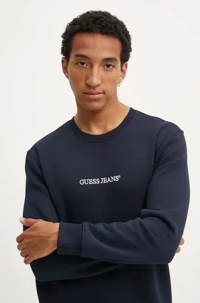 Mikina Guess Jeans tmavomodrá barva, s aplikací, M4YQ19 K9V31