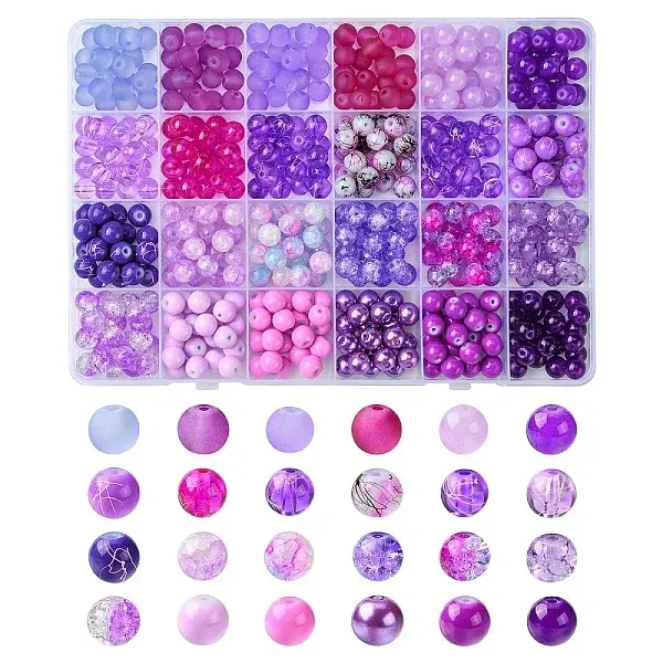 528Pcs 24 Styles Glass Beads Strands