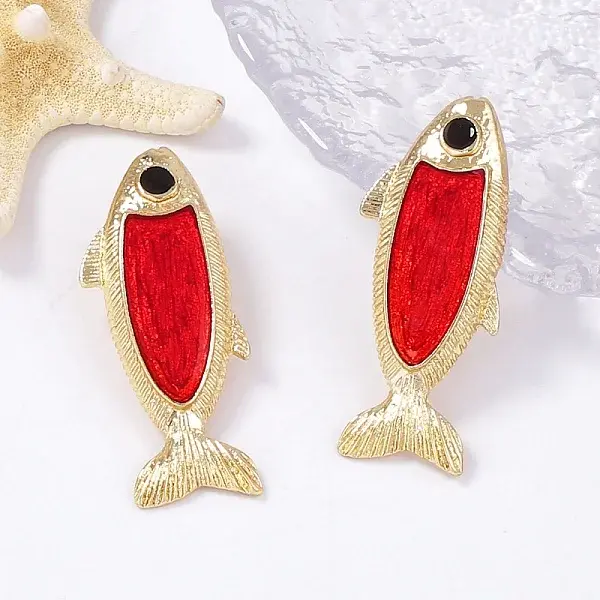 Alloy Fish Stud Earrings